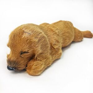 Vintage Golden Retriever Puppy Dog Figure - Real Fur